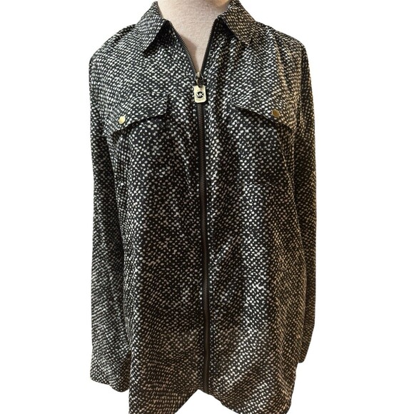 Michael Kors Women’s Zip Up Blouse  Size Large - Picture 1 of 3